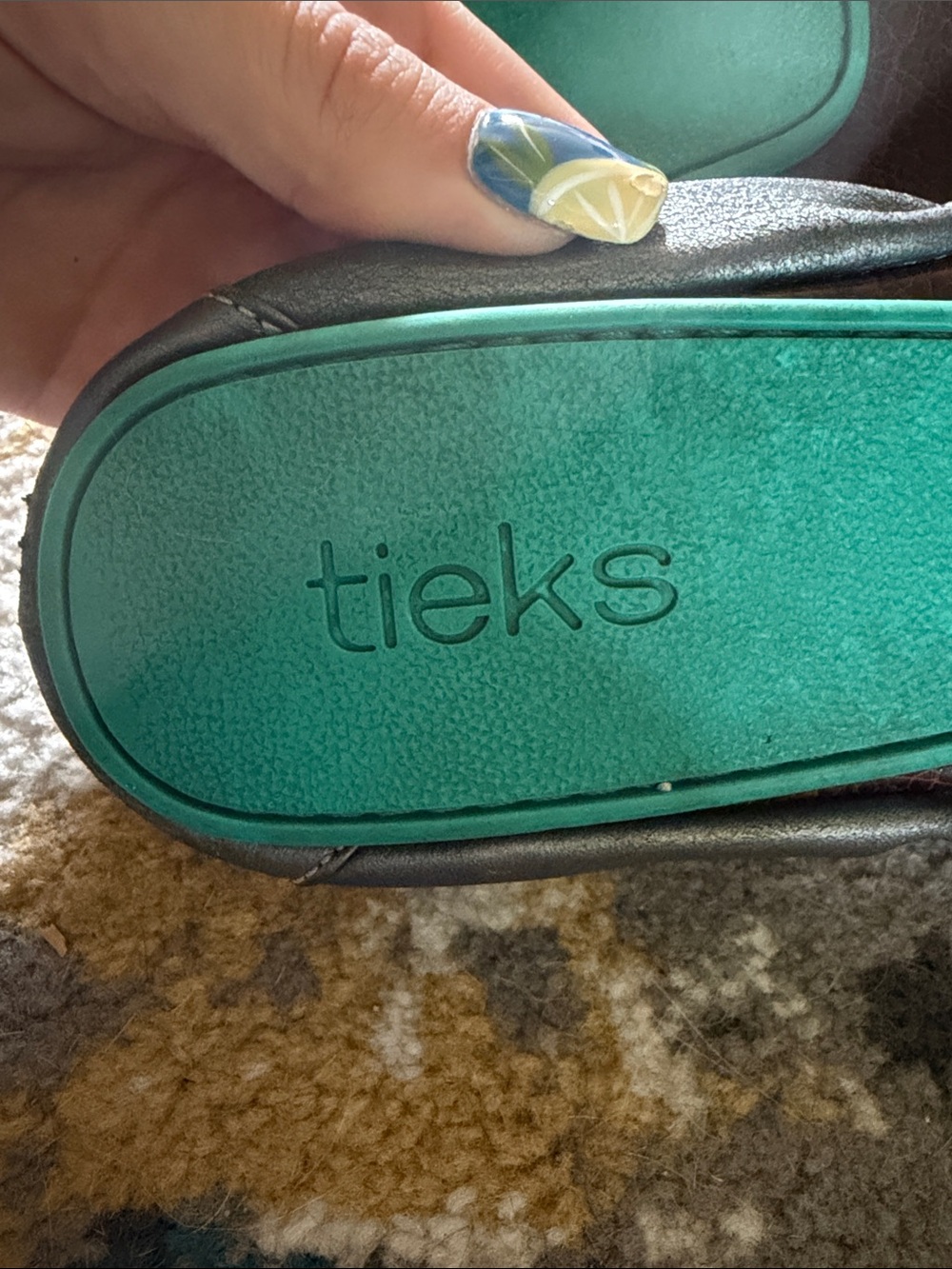 Tieks Metallic Silver Ballet Flats with Teal Soles - Picture 3 of 3